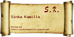Sinka Kamilla névjegykártya